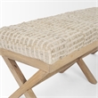 Pemberly Row 50x18 Light Brown Wood Base Beige-Toned Woven Cushion Bench