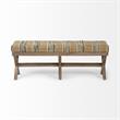 Pemberly Row 50Lx16W Brown Base Upholstered Beige/Black Stripe Seat Accent Bench