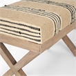 Pemberly Row 50Lx16W Brown Base Upholstered Beige/Black Stripe Seat Accent Bench