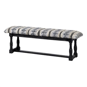 Pemberly Row 56x19 Black Wood Base Woven-Leather Cushion Top Accent Bench