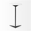 Pemberly Row 15x27 Round Top White Marble & Black Iron Base Table