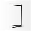Pemberly Row 15x27 Round Top White Marble & Black Iron Base Table