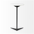 Pemberly Row 15x27 Round Top White Marble & Black Iron Base Table