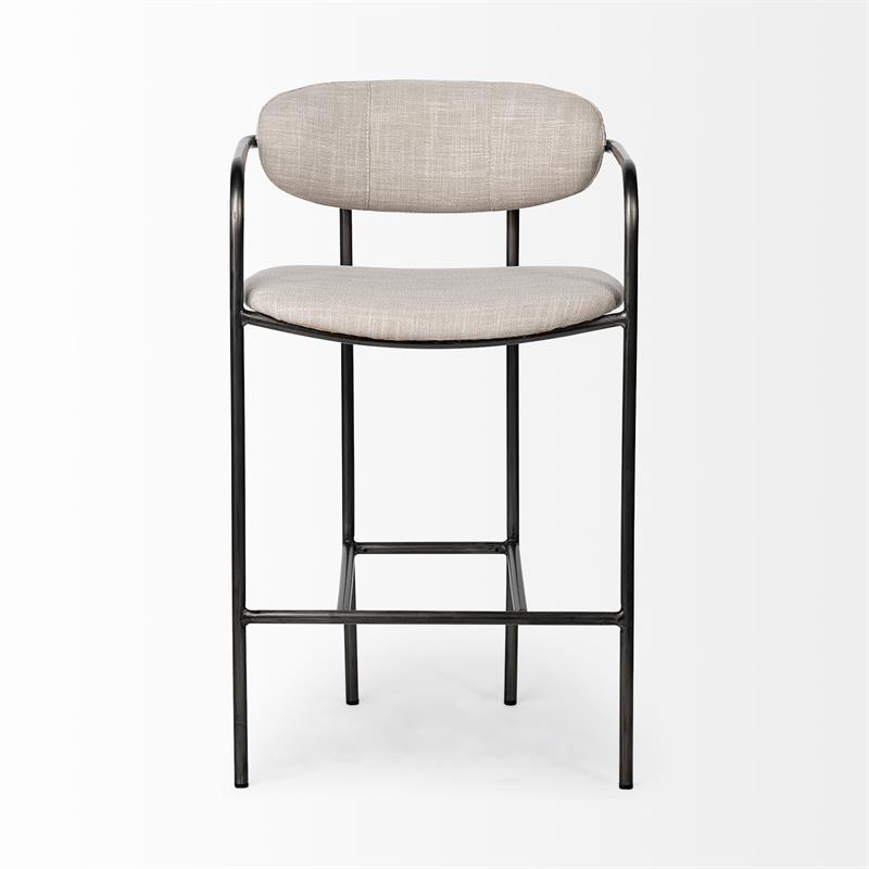 Pemberly Row Contemporary Counter Stool in Matte Black and Beige