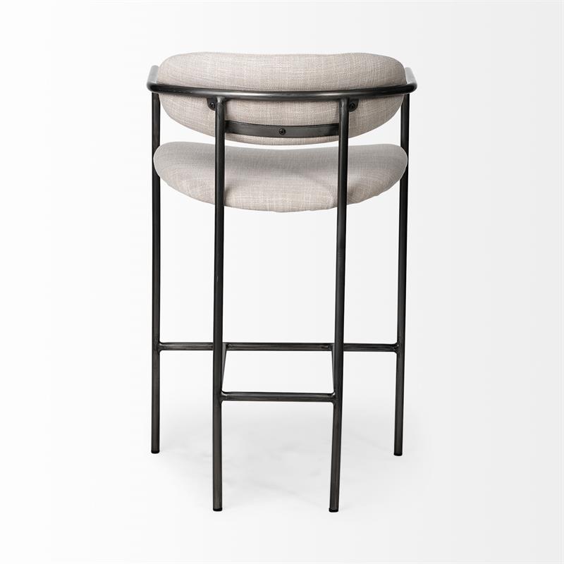 Pemberly Row Contemporary Counter Stool in Matte Black and Beige