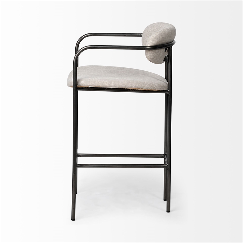 Pemberly Row Contemporary Counter Stool in Matte Black and Beige