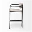 Pemberly Row Contemporary Counter Stool in Matte Black and Beige