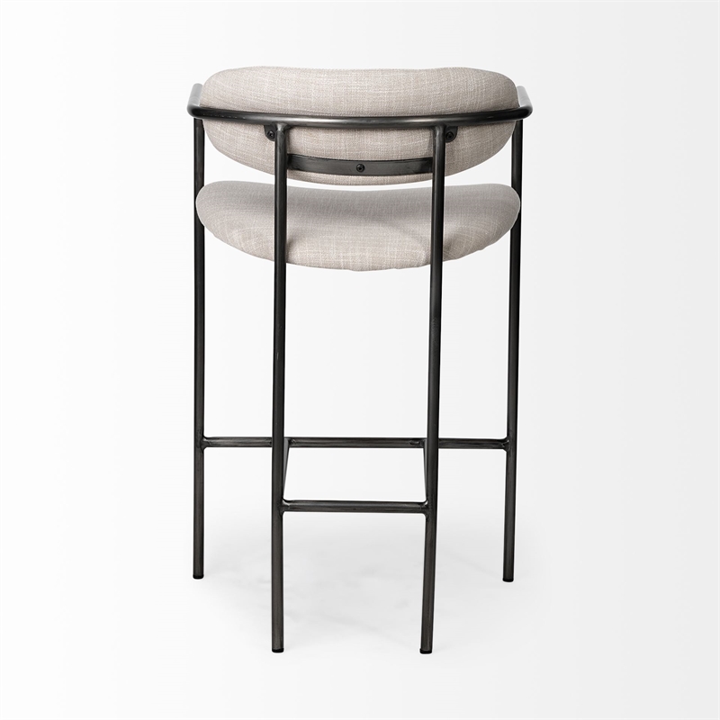 Pemberly Row Contemporary Counter Stool in Matte Black and Beige