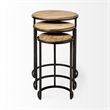 Pemberly Row Round Top Wood & Iron Nesting Tables in Brown (Set of 3)