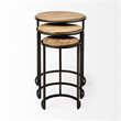 Pemberly Row Round Top Wood & Iron Nesting Tables in Brown (Set of 3)