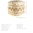 Pemberly Row Beige/Brown Wool Cotton and Felt Popcorn Stitch Square Pouf