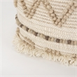 Pemberly Row Beige/Brown Wool Cotton and Felt Popcorn Stitch Square Pouf