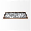 Pemberly Row Contemporary Brown Wood Metal and Glass Serving Tray