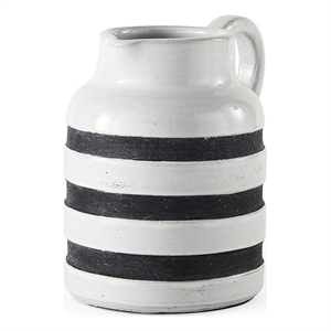 Pemberly Row Modern Farmhouse Small White/Charcoal Ceramic Jug