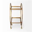 Pemberly Row Contemporary Metal Frame 2-Tier Bar Cart in Gold