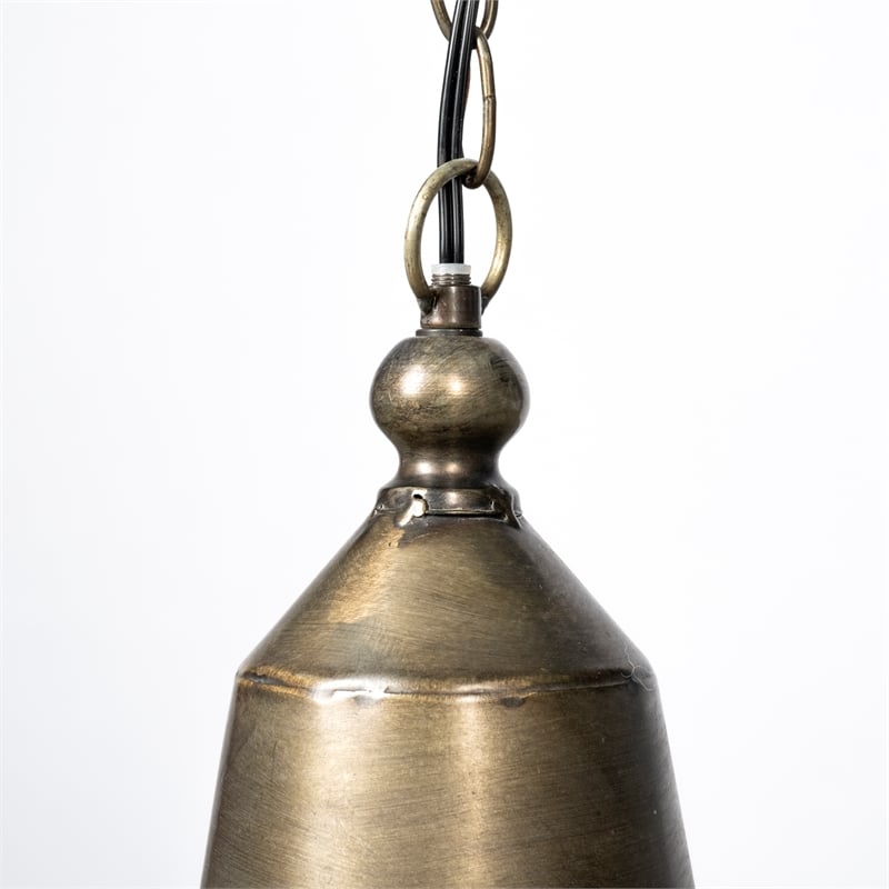 Pemberly Row Farmhouse 14x 14.5 Gold Toned Metal Cage Pendant Light