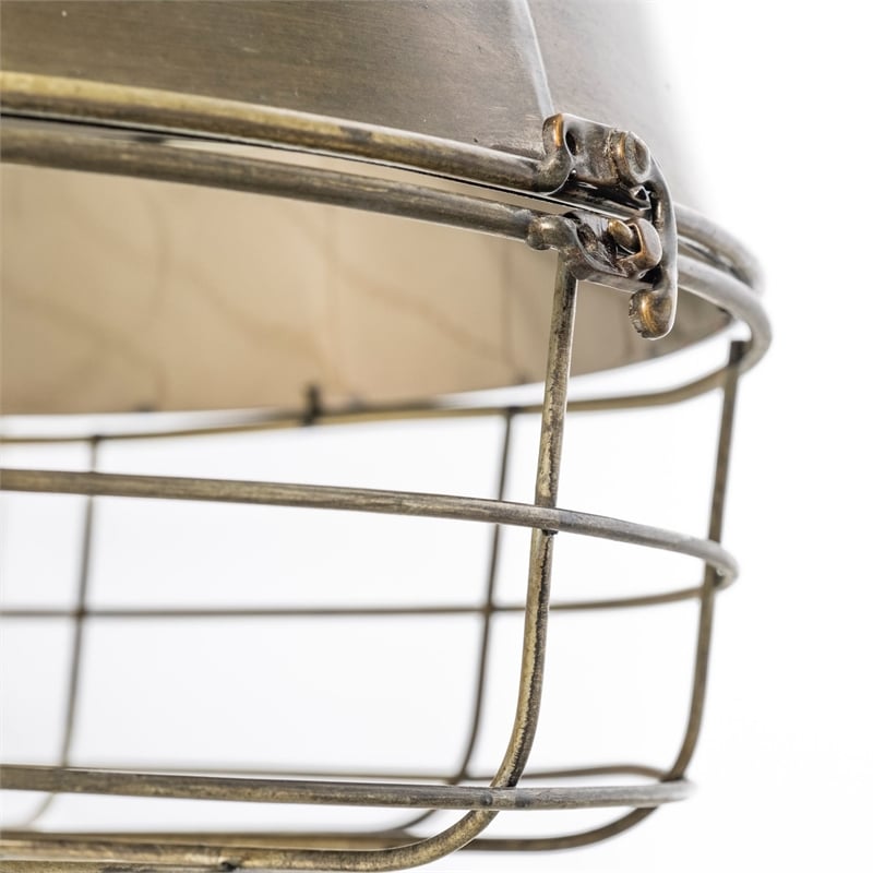 Pemberly Row Farmhouse 14x 14.5 Gold Toned Metal Cage Pendant Light