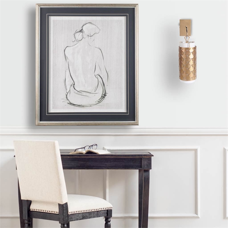 Pemberly Row 10.5x22 Gold Toned Metal Fish Scale Wall Sconce