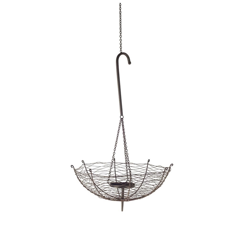 Pemberly Row Medium Black Metal Umbrella Candle Holder Lantern