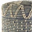 Pemberly Row Blue Denim and Ivory Cotton Stitched Square Pouf