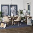 Pemberly Row Blue Denim and Ivory Cotton Stitched Square Pouf
