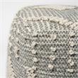 Pemberly Row Traditional Gray/Cream Fabric Handwoven Square Pouf
