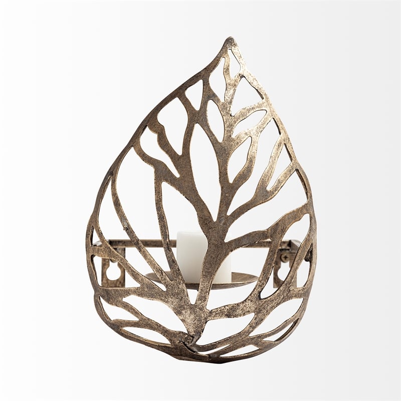 Pemberly Row Single Metal Bronze/Champagne Toned Wall Candle Holder