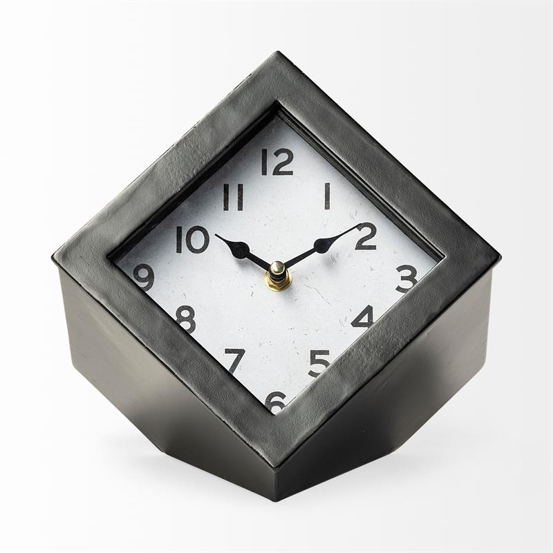 Pemberly Row Modern / Contemporary Black Metal Cube Table Clock