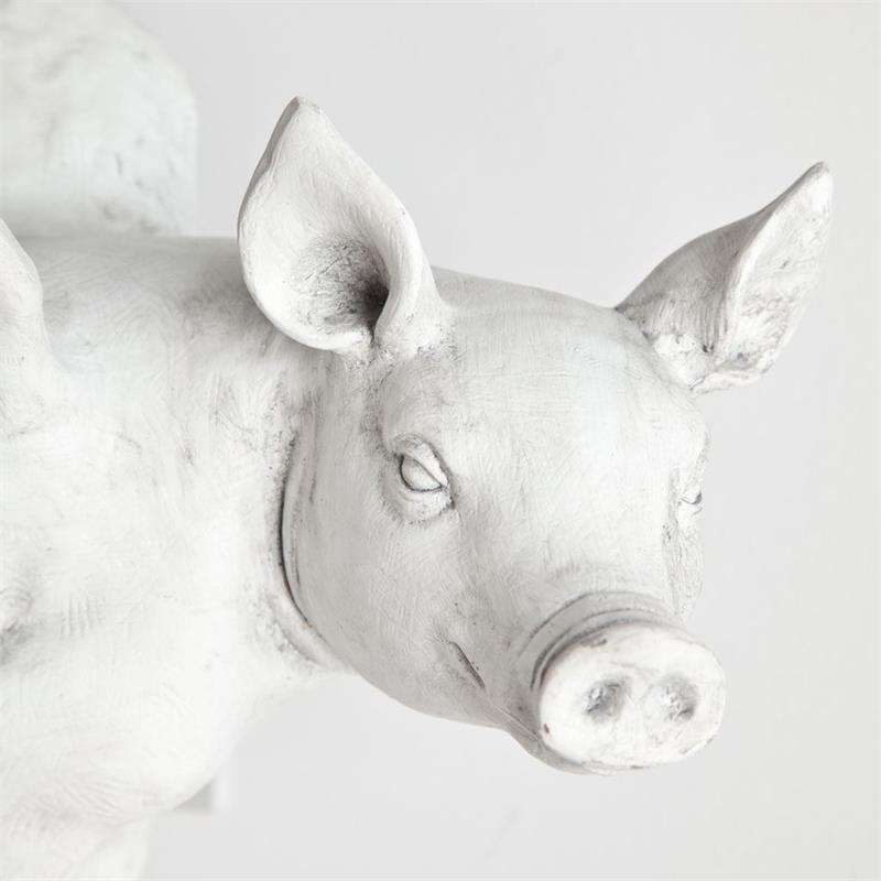 Pemberly Row Modern / Contemporary Set of 2 White Resin Flying Pigs