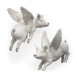 Pemberly Row Modern / Contemporary Set of 2 White Resin Flying Pigs
