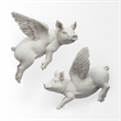 Pemberly Row Modern / Contemporary Set of 2 White Resin Flying Pigs