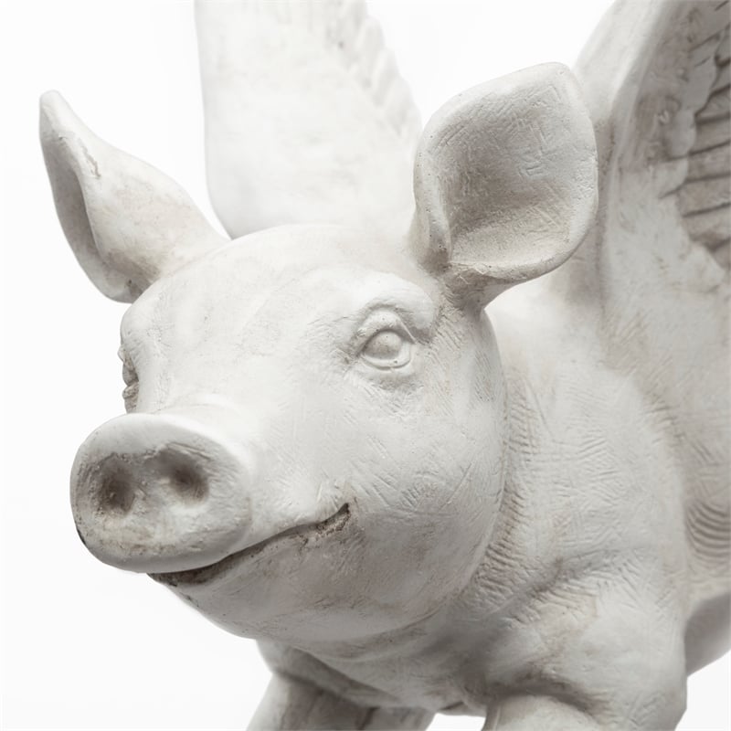 Pemberly Row Modern / Contemporary Set of 2 White Resin Flying Pigs
