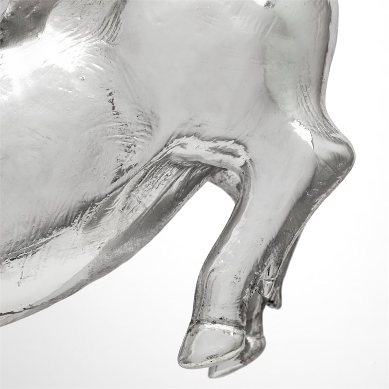 Pemberly Row Modern Farmhouse Set of 2 Silver Resin Flying Pigs