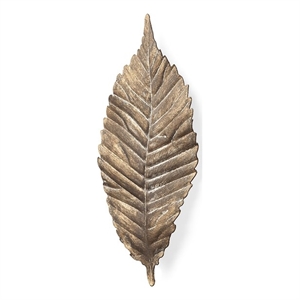 Pemberly Row 13.5&quotH Antiqued Gold Medium Metal Leaf Wall Art