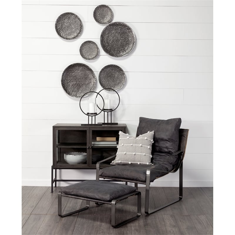 Pemberly Row Contemporary Set of 3 Decorative Black/Grey Metal Plates