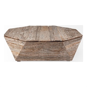 Pemberly Row Solid Wood Hinged Top with Storage Coffee Table in Brown