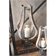 Pemberly Row Large Brown Rustic Wood/Metal Table Candle Holder