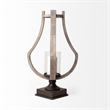 Pemberly Row Large Brown Rustic Wood/Metal Table Candle Holder