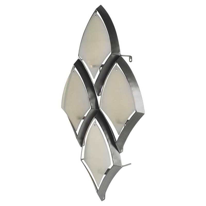 Pemberly Row of 4 Silver Metal Frosted Glass Wall Candle Holder