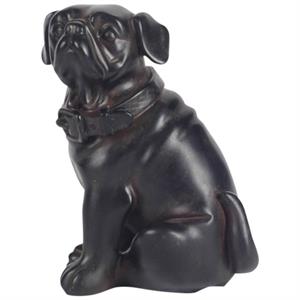 Pemberly Row Contemporary 6&quotH Resin Pug Dog in Black with Broze accents