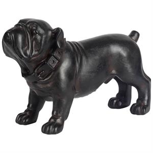 Pemberly Row 8.3&quotH resin bulldog in black with bronze accents