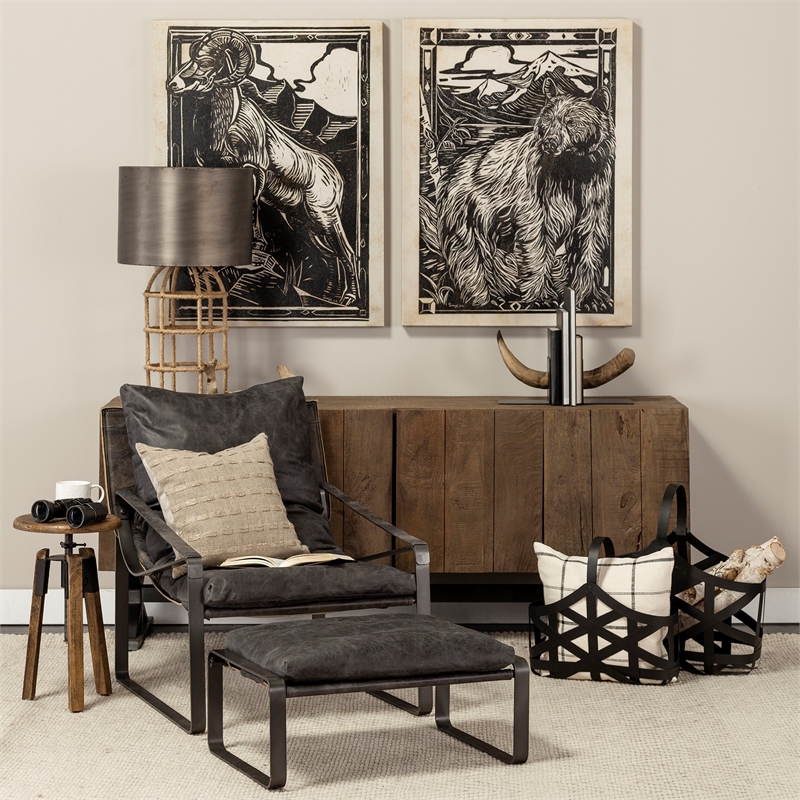 Pemberly Row Modern Farmhouse Brown Tones Resin Bull Horn Bookend