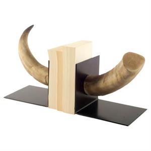 Pemberly Row Modern Farmhouse Brown Tones Resin Bull Horn Bookend