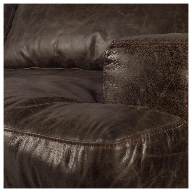 Pemberly Row Contemporary Brown Leather Body Wood/Iron Frame Club Chair