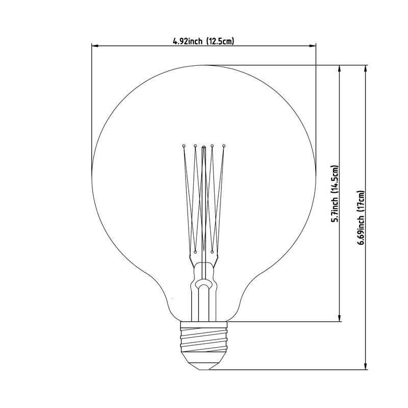 Pemberly Row Contemporary Filament Globe Clear Glass E26 40W 5.5
