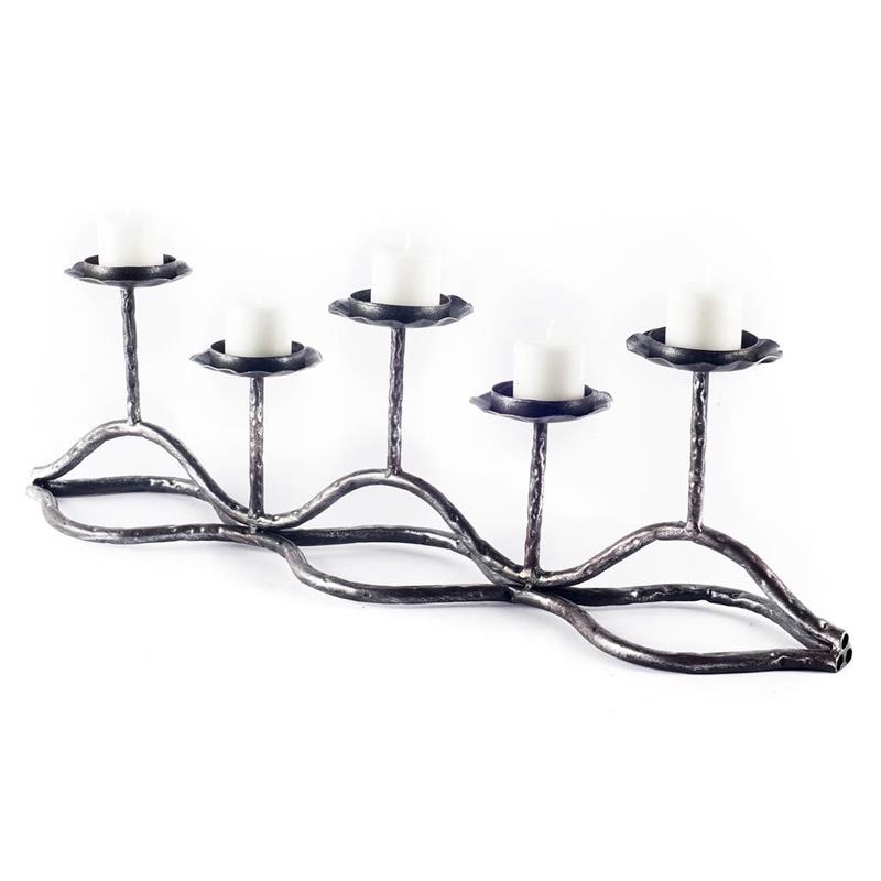 Pemberly Row Black Metal Pipe Five Tealight Table Candle Holder