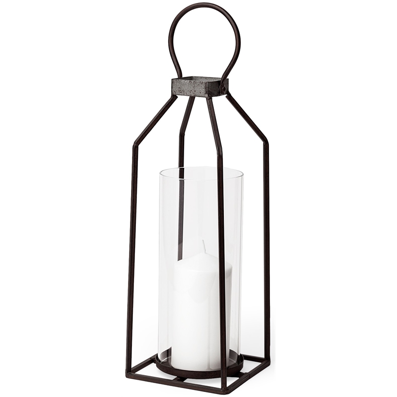 Pemberly Row Large Rustic Black Metal Framed Table Candle Holder