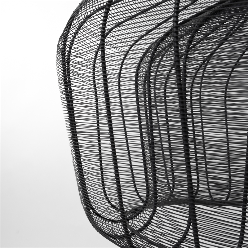 Pemberly Row Contemporary Metal Mesh-Style 4 Bulb Chandelier in Black