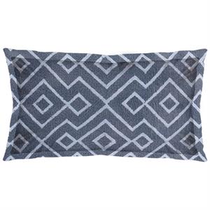 Pemberly Row 13x21 Blue/Gray Fabric Diamond Patterned Pillow Cover