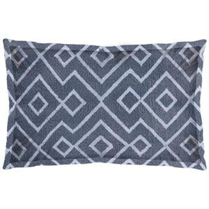 Pemberly Row 13x21 Blue/Gray Fabric Diamond Patterned Pillow Cover